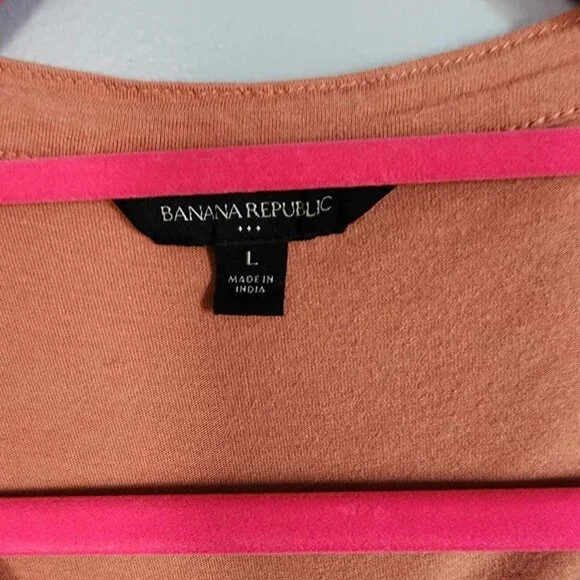 EUC Banana Republic Short Sleeve Blouse Coral/Peach (L/XL) - Picture 4 of 4